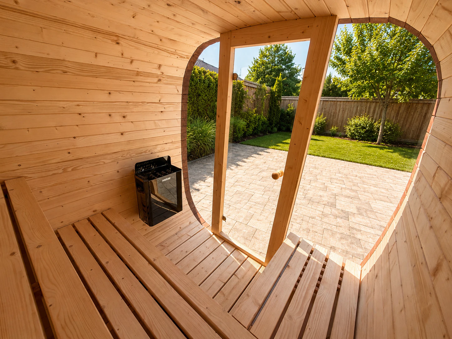 Maxi Glass Sauna ogrodowa wnętrze