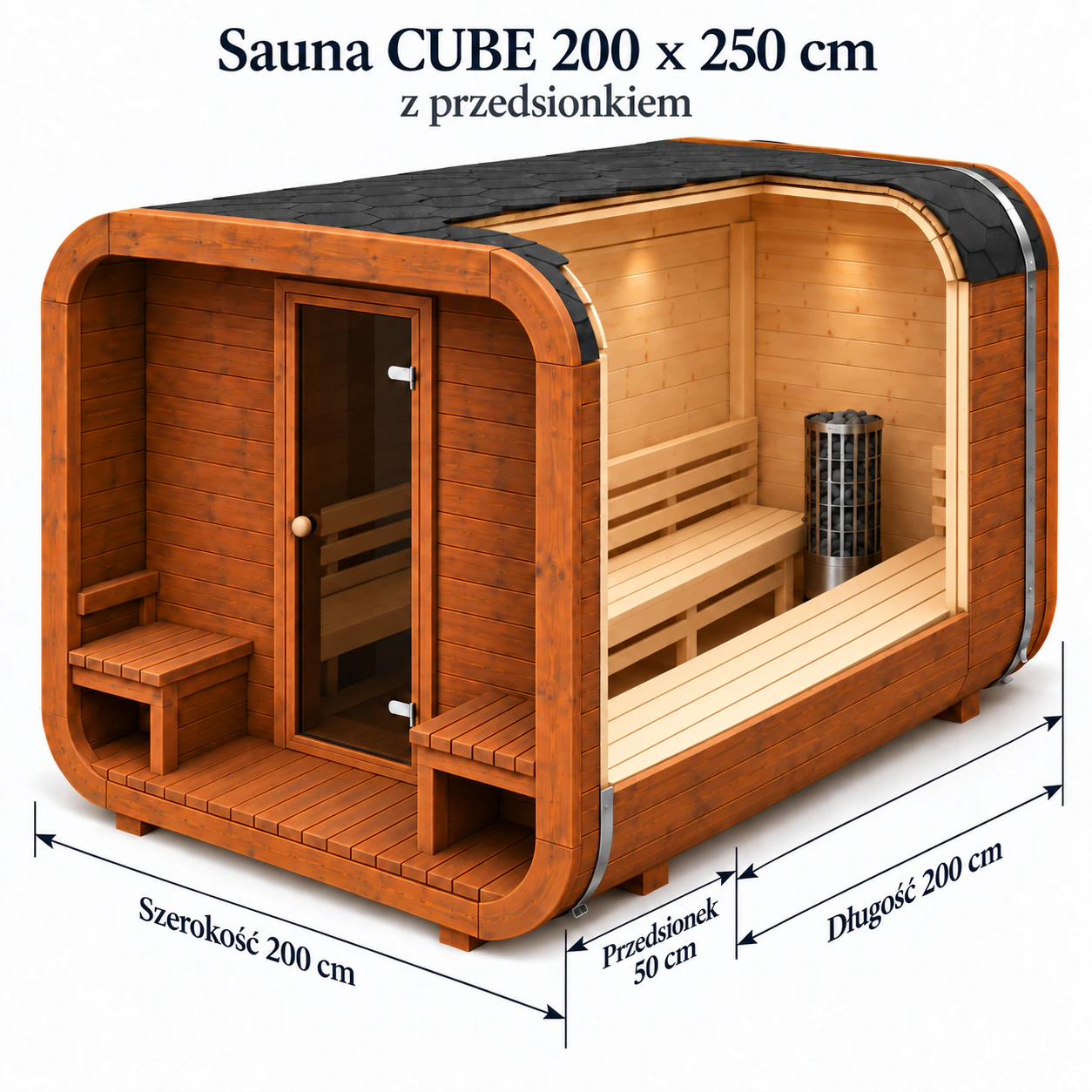 CUBE 250 z przedsionkiem, przekrój